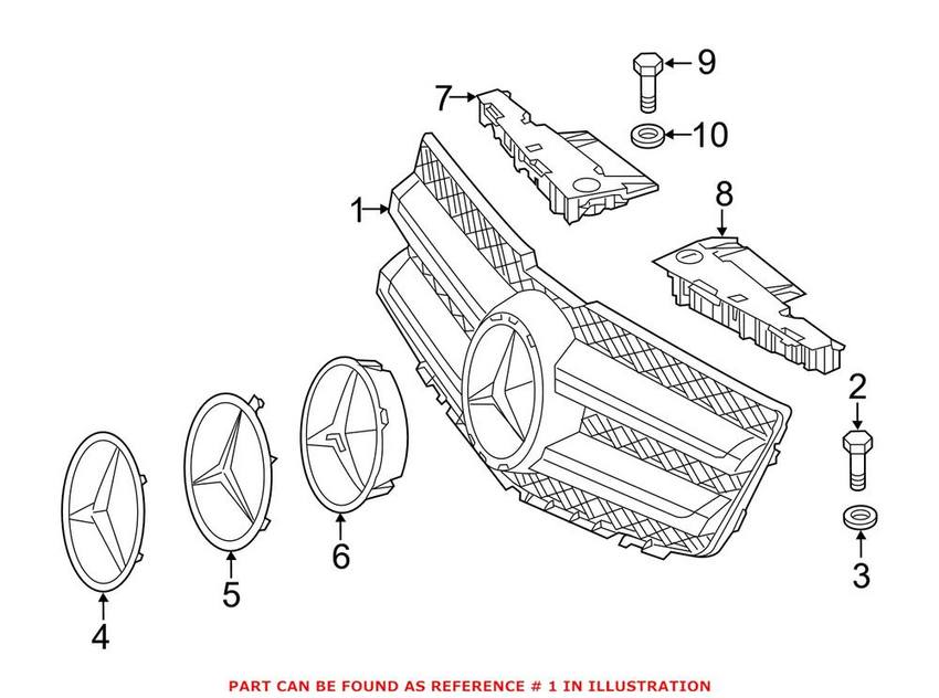 Grille - Front Upper (With Chrome Package) (Without Surround View) (Without Radar Cruise)